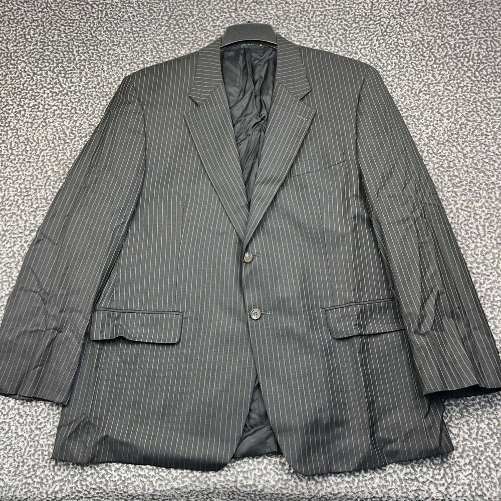 Lauren Ralph Lauren Suit Jacket Blazer Men 46R Grey Cooper Pinstripe Wool